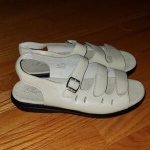Propet Cream Leather Slingback Sandals